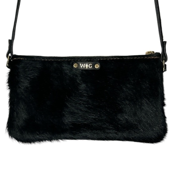 NEW Wild Goose Bags WG Cowhide Cow Hair & Leather Crossbody Purse Black - Picture 2 of 6